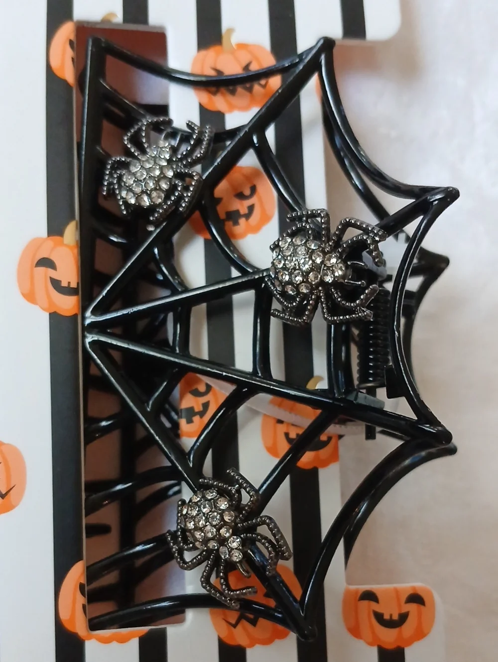 New Piper K Spider Web Hair Claw Clips Black Metal With Rhinestone Accents